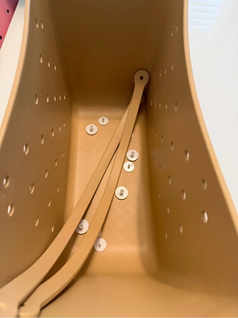 Versatile Tan Plastic Storage Bin with Vent Holes